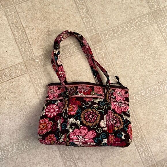Vera Bradley Handbags - Vera Bradley Brown Floral Shoulder Bag